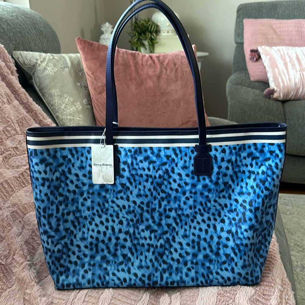 Tommy Bahama Tote Navy Animal Print - NWT